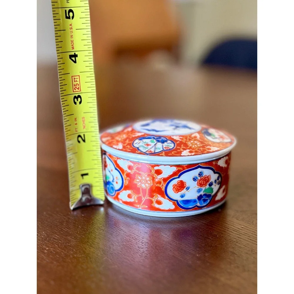 Vintage Takahashi San Francisco Porcelain Lidded Trinket Box Imari Japan Red